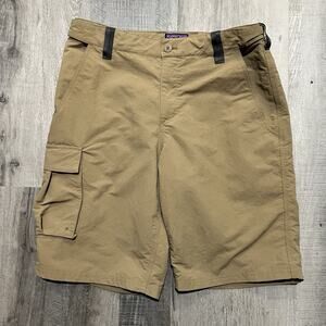 Patagonia Netplus Recycled Fishing Net Beige Cargo Shorts Outdoor Hiking Men's L